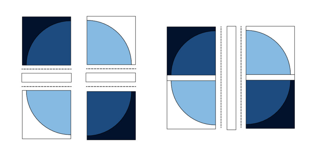Quilt block stitching order shown in a vector diagram.